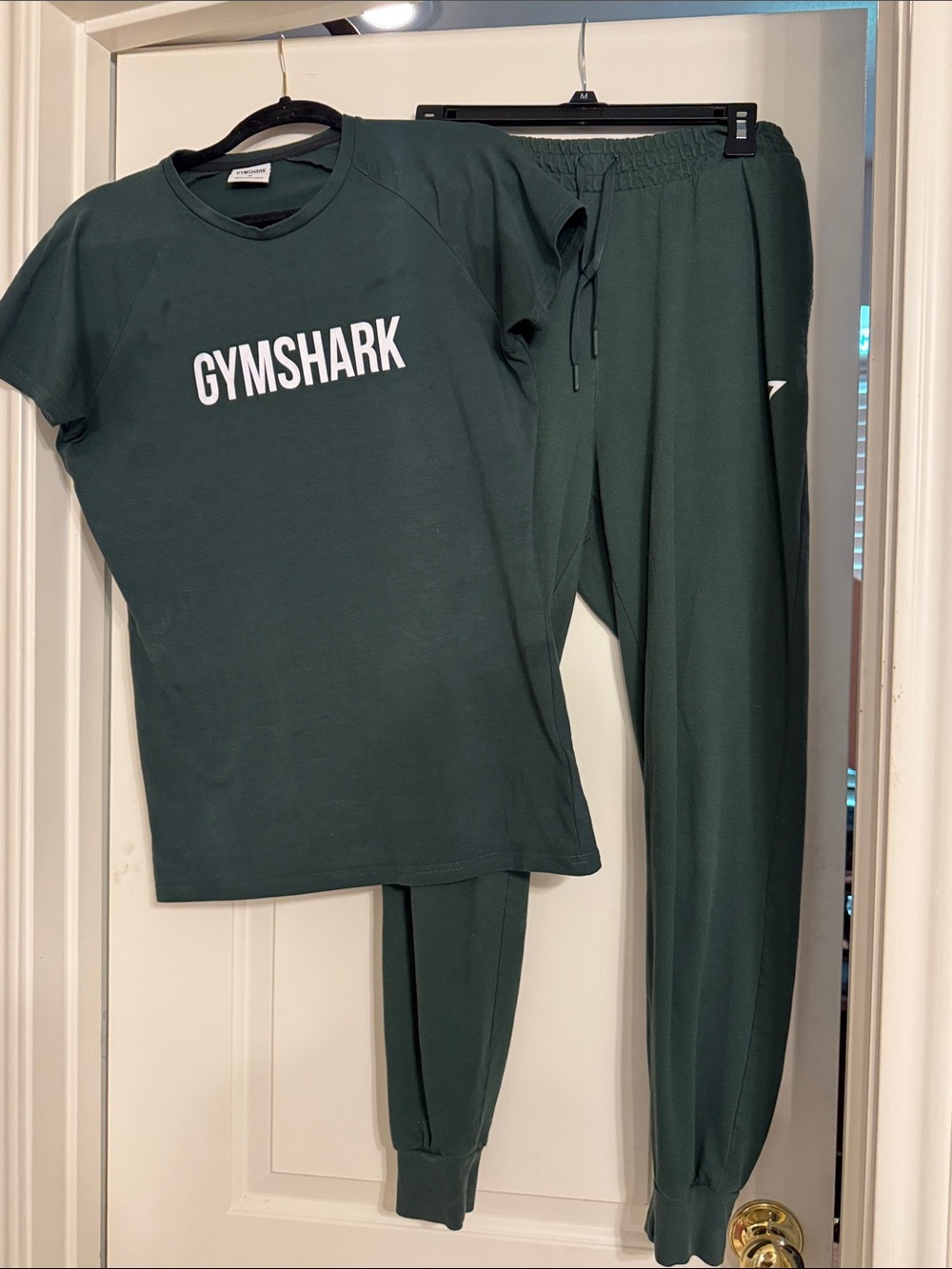 Gymshark Forest Green Logo Tee and Joggers Set